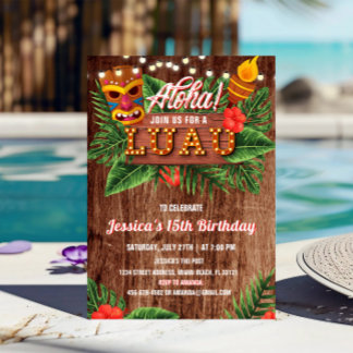 Rustic Tropical Luau Geburtstagseinladung Einladung