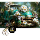 Rustic Turquoise Floral Truck Decoupage Seidenpapier