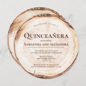 Rustic Twin Girls Quinceañera Wood Grain 15 Jahre Einladung (Vorne/Hinten)