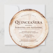 Rustic Twin Girls Quinceañera Wood Grain 15 Jahre Einladung (Vorderseite)