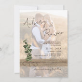 Rustic Twine Burlap Eucalyptus Boho Foto Wedding Einladung (Vorderseite)