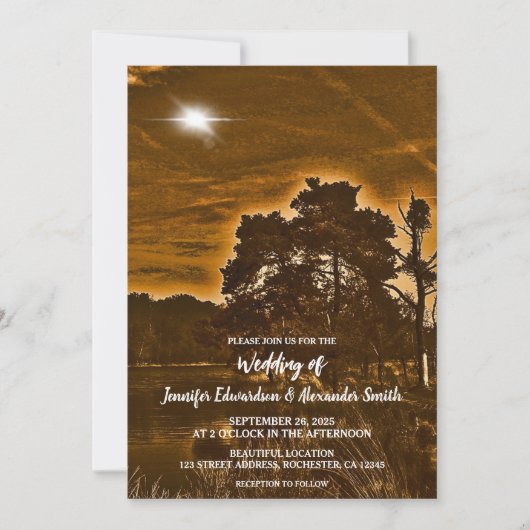 Rustic twinkle light country wedding invitation save the date (Vorderseite)