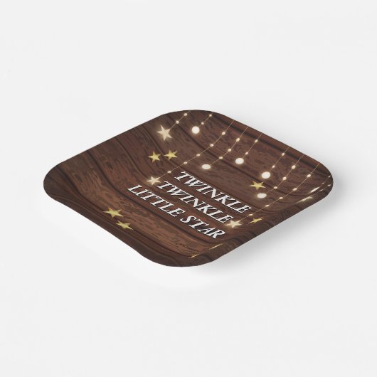 Rustic Twinkle Twinkle Little Star Baby Dusche Pappteller (Gewinkelt)