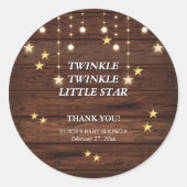 Rustic Twinkle Twinkle Little Star Baby Dusche Runder Aufkleber (Vorderseite)