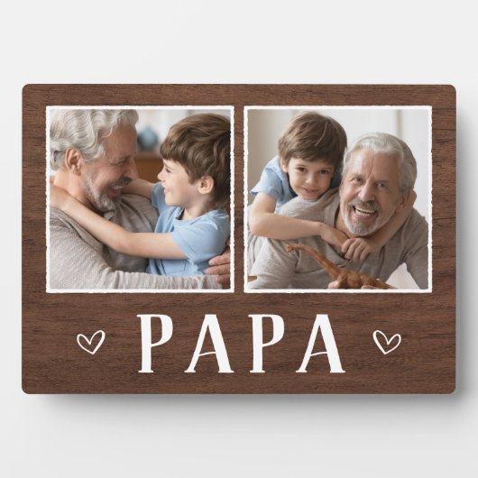 Rustic Two Foto Papa Grandpa Fotoplatte (Vorderseite)