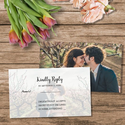 Rustic two photos Wedding budget RSVP Begleitkarte
