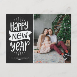 Rustic Typography Falsch Chalkboard Happy New Year Feiertagspostkarte