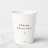Rustic Typography Minimal Floral Wedding Pappbecher (Rückseite)