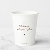 Rustic Typography Minimal Floral Wedding Pappbecher (Vorderseite)