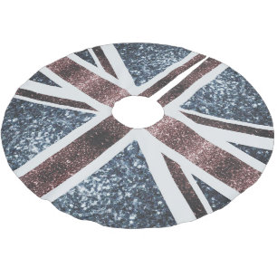 Rustic UK flag red blue sparkles glitters Polyester Weihnachtsbaumdecke