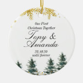 Rustic Unser erstes Weihnachtsgeschenk Keramik Ornament (Vorne)