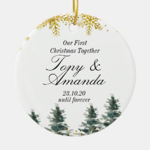 Rustic Unser erstes Weihnachtsgeschenk Keramik Ornament