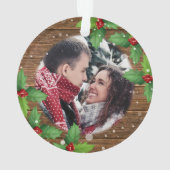 Rustic Unser erstes Weihnachtslied Mr. & Mrs. Foto Ornament (Rückseite)
