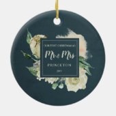 Rustic unsere ersten Weihnachten als Mr. & Mrs. Na Keramik Ornament (Hinten)