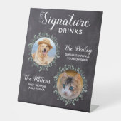 Rustic Unterschrift Drinks Pet Wedding Cocktail Fo Sockelschild (Vorderseite)