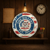 Rustic USA Flag Custom Family Est Datum 4. Juli Dartscheibe