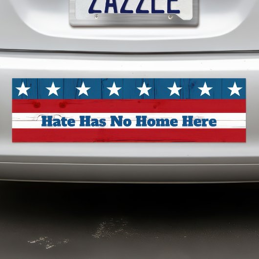 Rustic USA Patriotic Flag "Hate has no Zuhause Her Autoaufkleber