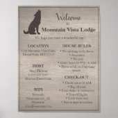 Rustic Vacation Rental Welcome Poster (Vorne)