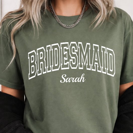 Rustic Varsity Bridesmaid Custom Bridal Squad T-Shirt