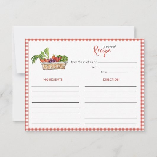 Rustic vegetables Bridal shower Recipe card Mitteilungskarte (Vorderseite)