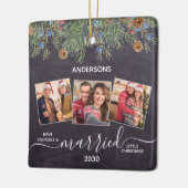 Rustic Verheiratet First Christmas Newlywings 3 Fo Keramikornament (Links)