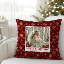Rustic Victorian Angel Red Gold Holiday Christmas