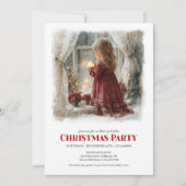 Rustic Victorian Little Girl Awaiting Santa Digita Einladung (Vorderseite)