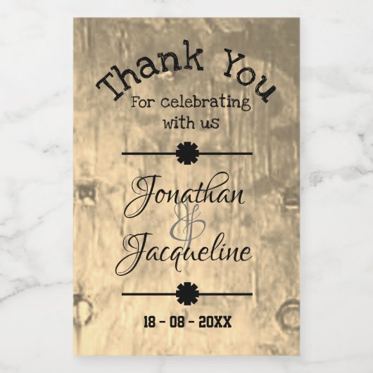 Rustic Vielen Dank einfache Skriptnamen Wedding Mi Weinetikett (Einzelnes Label)