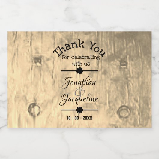 Rustic Vielen Dank für einfache SkriptWedding Mini Schaumweinetikett (Einzelnes Label)
