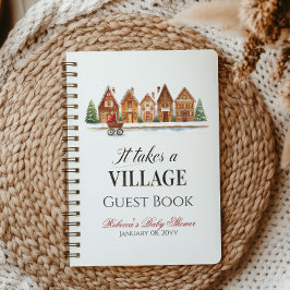 Rustic Village House Winter Baby Showbook Notizblock