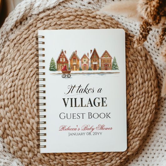 Rustic Village House Winter Baby Showbook Notizblock