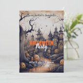 Rustic Village Jack-O'Lanterns Halloween-Party Einladung (Stehend Vorderseite)