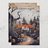 Rustic Village Jack-O'Lanterns Halloween-Party Einladung (Vorne/Hinten)