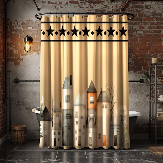Rustic Village Shower Curtain – Country Cottage Duschvorhang