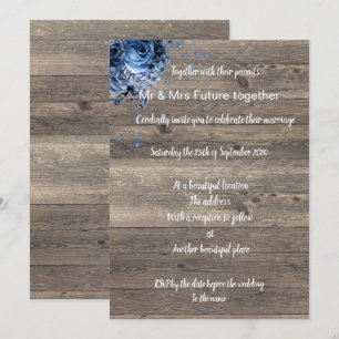 Rustic Vinatge Blue Bouquet Einladung zur Hochzeit
