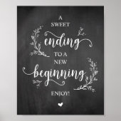 Rustic Vines, Chalkboard, Wedding Party Dessert Poster (Vorne)