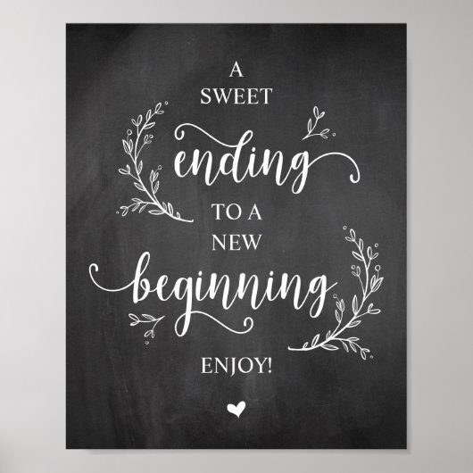 Rustic Vines, Chalkboard, Wedding Party Dessert Poster (Vorne)
