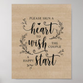 Rustic Vines Wedbook Herzenschild Poster (Vorne)