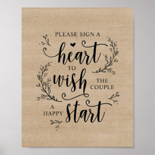 Rustic Vines Wedbook Herzenschild Poster