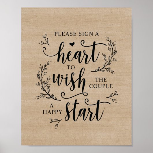 Rustic Vines Wedbook Herzenschild Poster (Vorne)