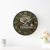 Rustic Vineyard Wine Lover Große Wanduhr (Zuhause)