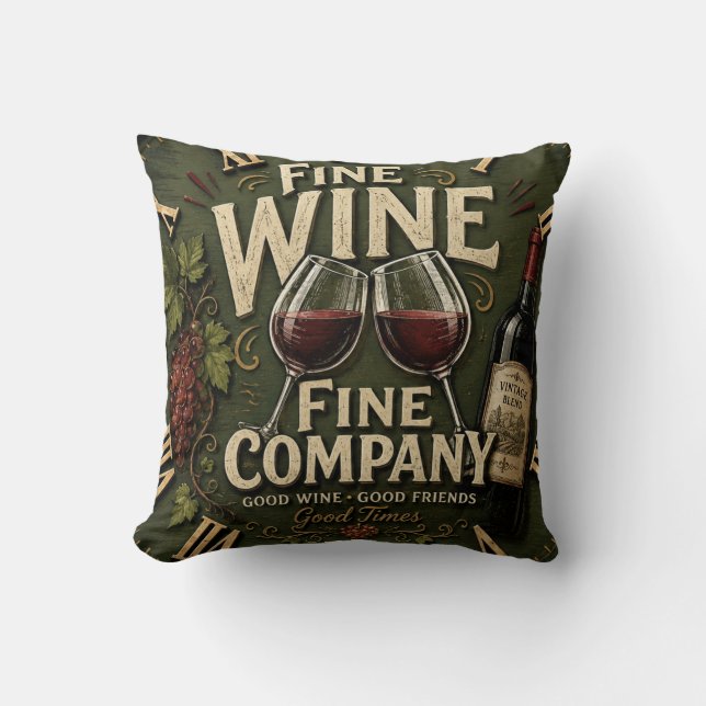 Rustic Vineyard Wine Lover Kissen (Vorderseite)