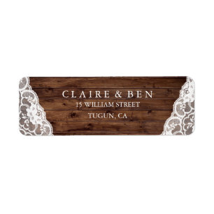 Rustic Vintag Lace Wedding Rücksendeadresse Label