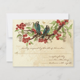 Rustic Vintag Love Bird Red Wedding RSVP