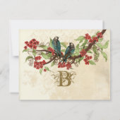 Rustic Vintag Love Bird Red Wedding RSVP Karte (Rückseite)