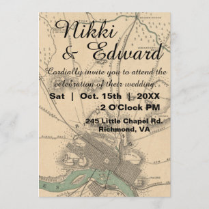 Rustic Vintag Richmond VA Karte Einladung zur Hoch