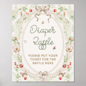 Rustic Vintage Baby Shower Diaper Raffle Poster (Vorne)
