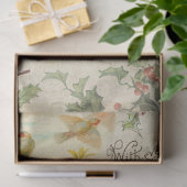 Rustic Vintage Christmas Birds & Holly Ephemera Seidenpapier (Geschenk)