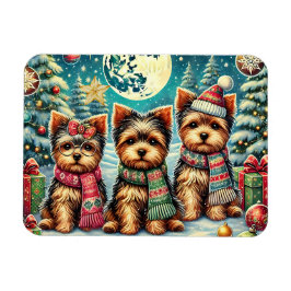 Rustic Vintage Christmas Terrier Yorkshire Dog Magnet