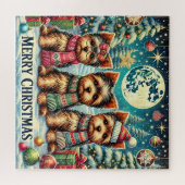 Rustic Vintage Christmas Terrier Yorkshire Dog Puzzle (Horizontal)